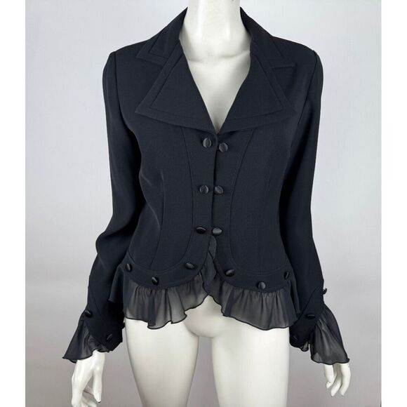 Joseph Ribkoff Jackets & Blazers - Black Women's Ruffled Hem Blazer Jacket